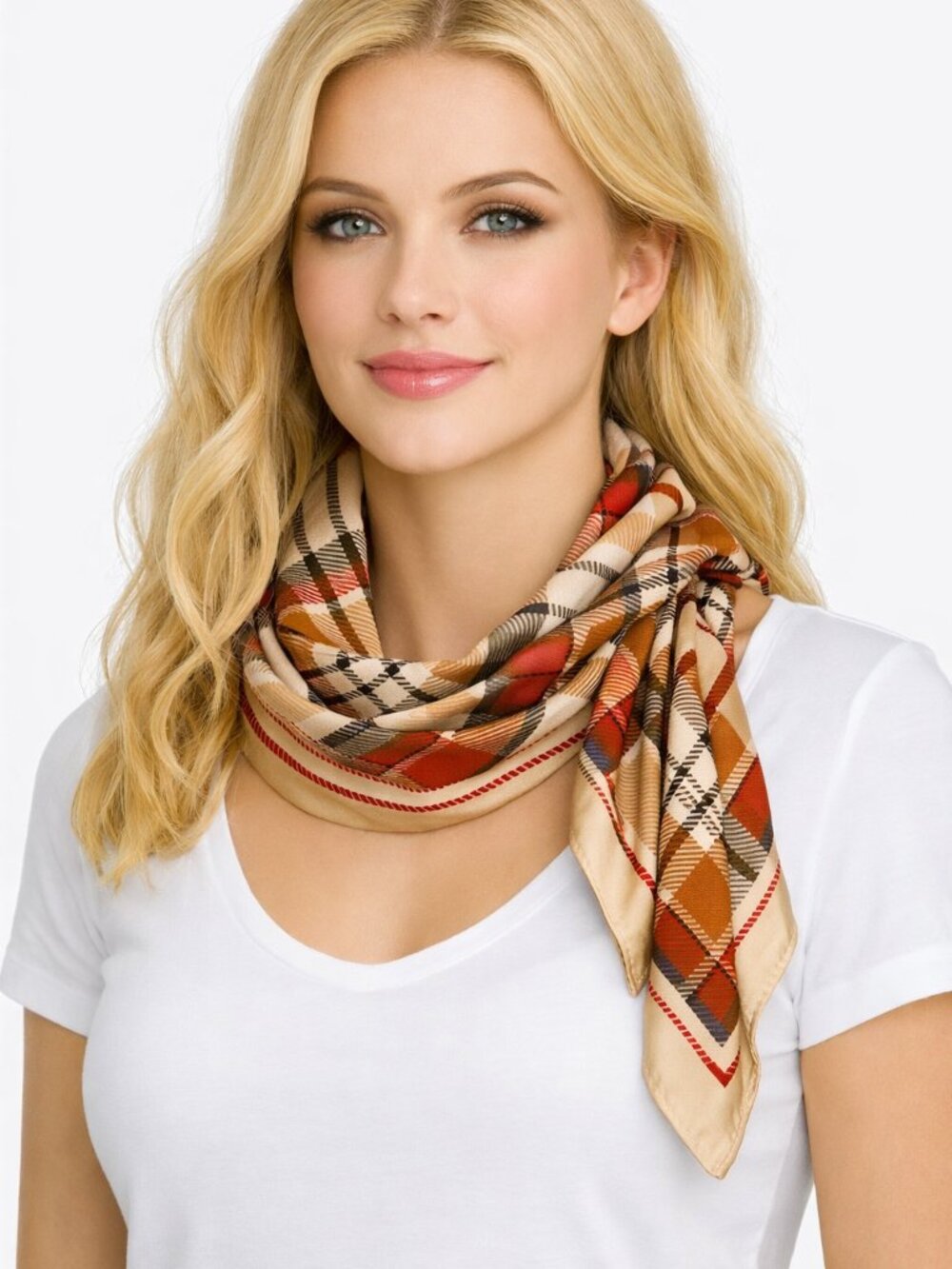 Vintage Square Plaid Scarf - Picture 4 of 7